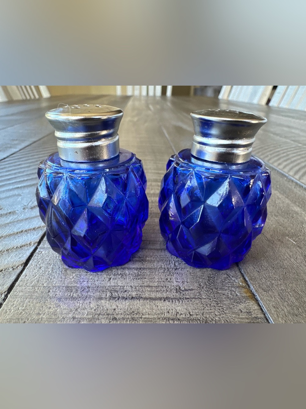 Cobalt Blue Glass Salt & Pepper Shaker Set - Picture 7 of 8